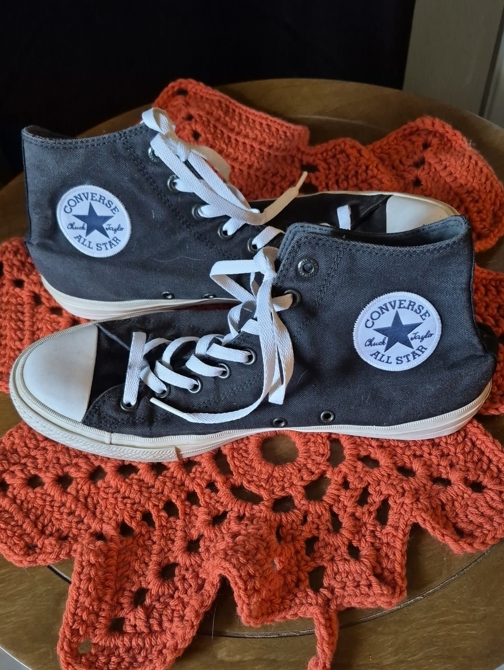 Converse Mens Navy Blue High Top Sneakers with White Accents